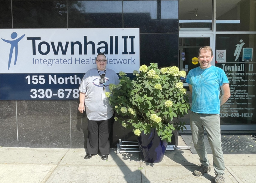 Townhall II Kent location with flowers